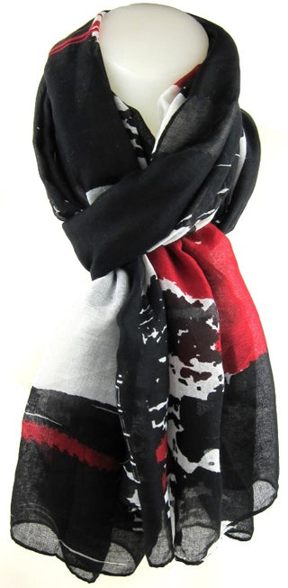 fashion scarf, red white and black, elegant ladies scarf, all year rounder, stylish, ladies fashion, female scarf, fashion accessory, tempt fashion