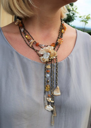 2G220A- Semi Precious Floral Necklace