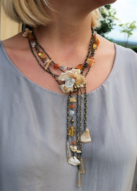 2G220A- Semi Precious Floral Necklace