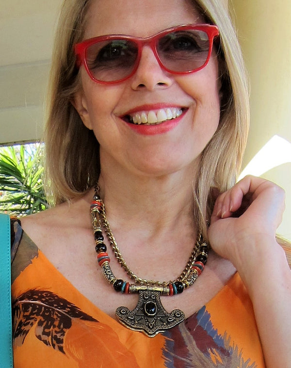 2G405-Intricate Antique Byzantine Italian Piece Necklace
