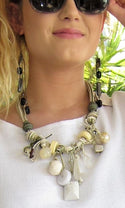2G562-Extravaganza Vintage Italian Multi Bead Necklace
