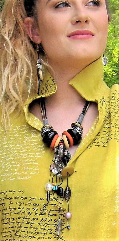 2G600-Bold Multi Italian Vintage Bead Necklace