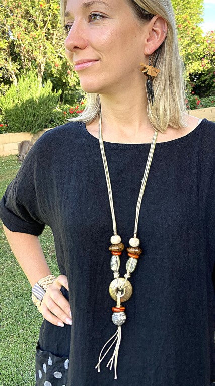 2G938-Stylish Long Multi Cord Necklace