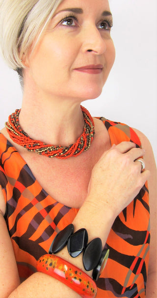 2J146-Multi Strand Beaded Necklace