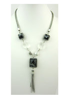 2M903-Elegant Necklace With Marble Patterned Stones