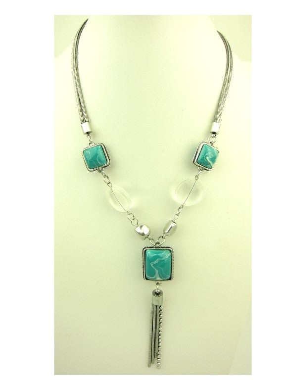 2M903-Elegant Necklace With Marble Patterned Stones