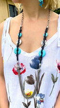 2M969-Stunning Long Necklace With Chain Detail