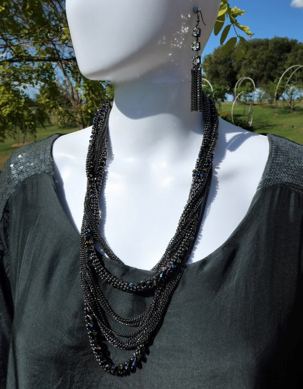 2T606-Long Multi Strand Necklace