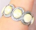 Cream And Silver Plated Stretch Bracelet