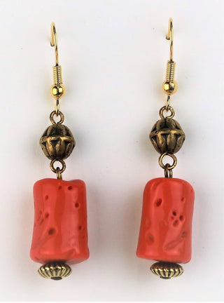 5A03-Beautiful Coral Drop Earrings