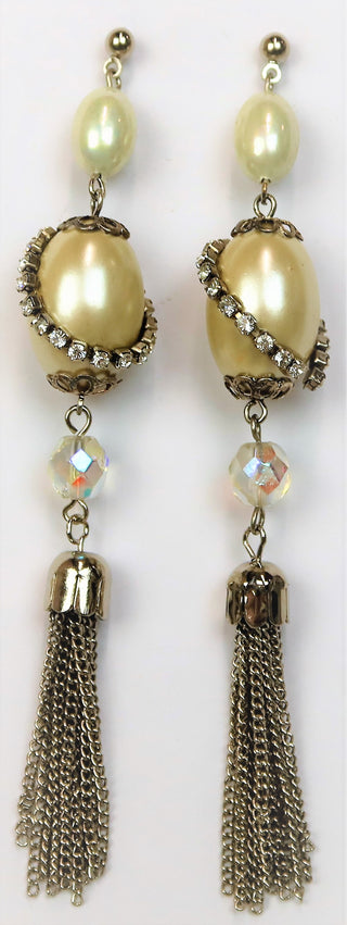 Buy pearl 5A062-Drop Earrings with Chain Tassel