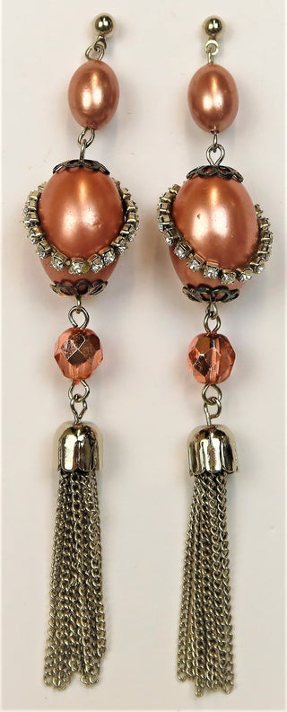 5A062-Drop Earrings with Chain Tassel
