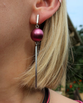 Drop Earring With Coloured Bead