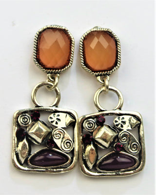 5C868-Pink/Purple Toned Drop Earrings
