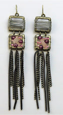 5E02-Earrings With Chain Tassels