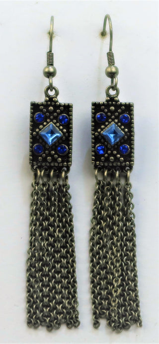 5E692-Gunmetal Chain Earrings