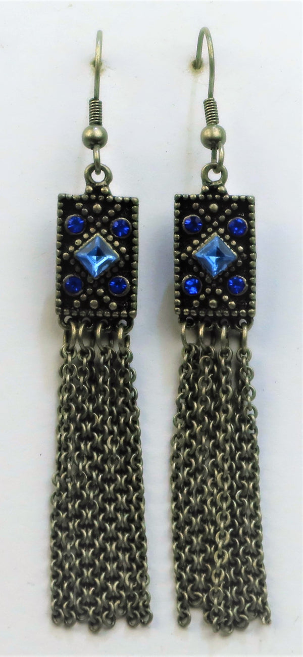5E692-Gunmetal Chain Earrings