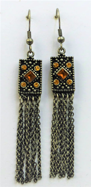 Buy topaz 5E692-Gunmetal Chain Earrings