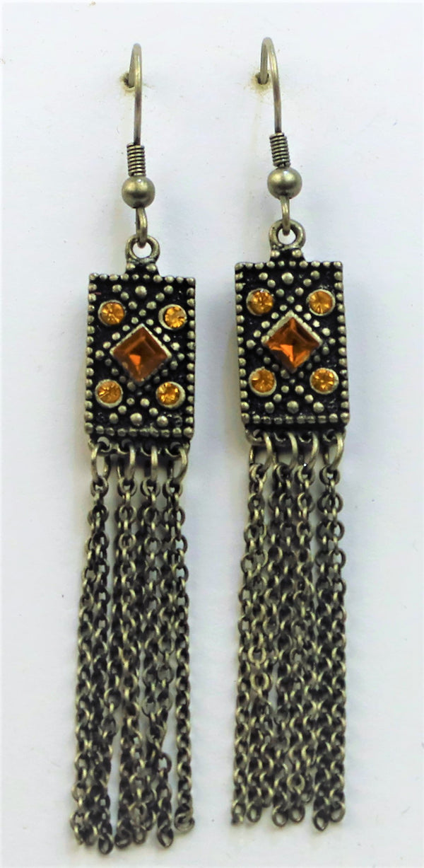 5E692-Gunmetal Chain Earrings