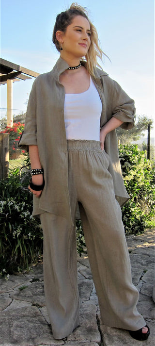 Comfortable Stylish Italian Linen Fashionable Pants Flax, Natural fibres, Made in italy