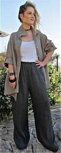 L591-Conti Moda Italian Linen Shirt/Jacket With Collar