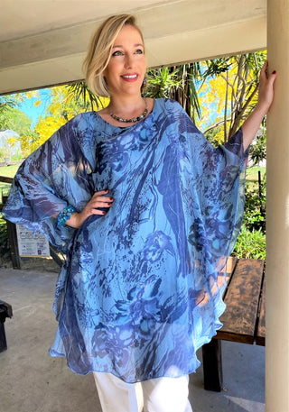 L033 - Conti Moda Italian Silk Pattern Long Top/Mid Dress