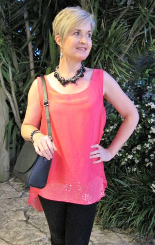 Buy strawberry L537 - Conti Moda Sleeveless Italian Silk Top