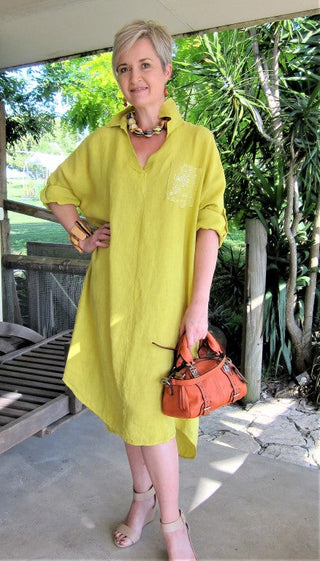 Buy mango L577-Conti Moda Italian Natural Linen Dress
