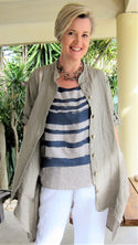 L590-Conti Moda Clever Italian Linen Shirt/Jacket