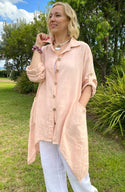 L591-Conti Moda Italian Linen Shirt/Jacket With Collar