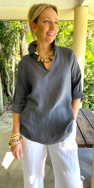 L758  - Conti Moda Italian Linen Top