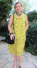 L8661-Conti Moda Beautiful Italian Linen Print Dress