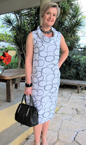 L8661-Conti Moda Beautiful Italian Linen Print Dress