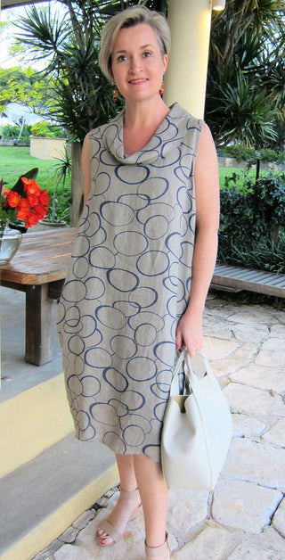 Buy flax L8661-Conti Moda Beautiful Italian Linen Print Dress