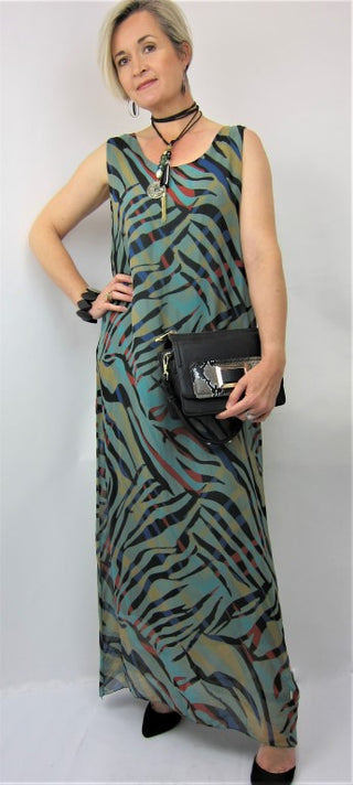 L869 - Conti Moda Italian Silk Sleeveless Long Dress
