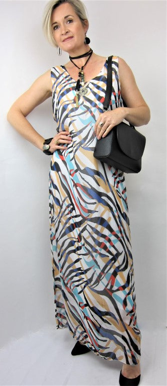 L869 - Conti Moda Italian Silk Sleeveless Long Dress