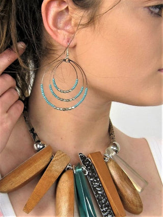 Buy turquoise 5B530-Multi Loop Hoop Earrings
