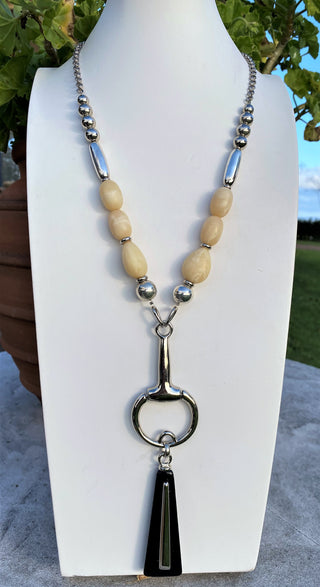 Buy beige 2G919-Elegant Necklace with beautiful pendant
