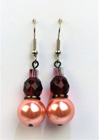 Buy peach 5H90-Bead And Crystal Drop Earring
