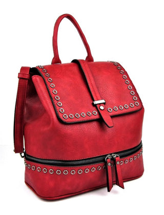 Red Chic Faux Leather Adjustable Backpack/Shoulderbag, fashion backpack, ladies fashion backpack, ladies bags, pu bags, pu backpack, best ladies backpack, tempt me bags, tempt me backpacks, backpack, red bag, red backpack, red shoulder bag, womens backpack, womens fashion, womens style, stylish bags, fashion bags, fashion accessories, accessories, red vegan leather bags, red vegan leather backpack