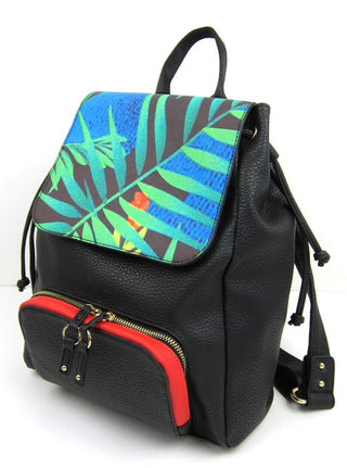 faux leather bag, shoulder bag, ladies accessories, womens handbag, Tropical backpack, Medium Faux Leather Funky Fashion Colourful Backpack, Styilsh Backpack, Fashion Backpack, Immitation Leather Backpack, tropical vegan leather fashion backpack, vegan leather bags, ladies vegan leather backpack