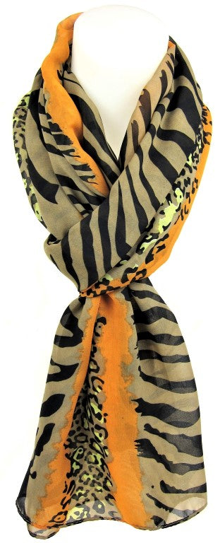 fashion scarf, tiger print scarf, elegant light weight scarf, ladies fashion, floaty, elegant,Elegant Design Animal Print Stylish Scarf Accessory