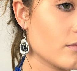 Stylish fashion earrings, Coloured Cabuchon, black earring, immitation earrings