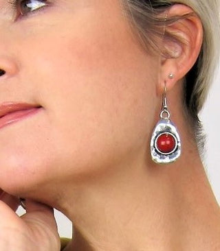 Stylish fashion earrings, Coloured Cabuchon, Coral earring, immitation earrings