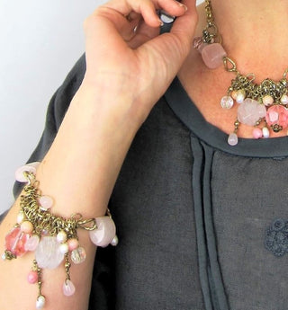 semi precious bracelet, rose quarts fashion bracelet, made in austaralia