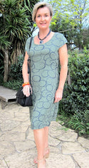 L657-Conti Moda Italian Linen Pattern Dress