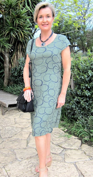 L657-Conti Moda Italian Linen Pattern Dress